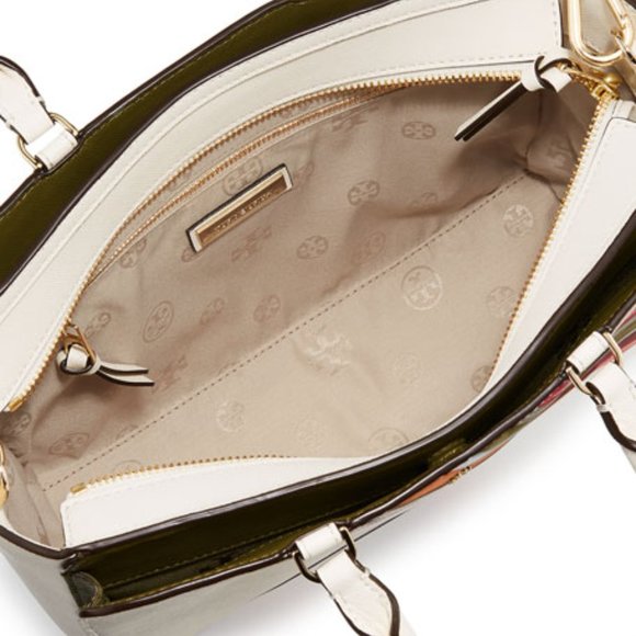 Tory Burch Robinson Multi-Stripe Small Zip Tote Bag, Ivory - Picture 9 of 10